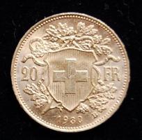 Svájc 1980B 20Fr Au "Vreneli" 6,452g T:2+ apró ph