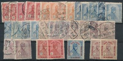 1913-1915 Turul és Hadisegély II. koronás értékek stecklapon