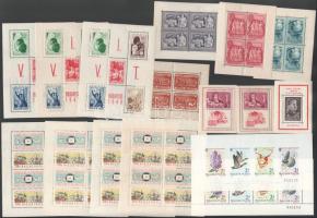 Magyar blokkok és kisívek az 1940-1964 közötti időszakból, jellemzően másodosztályú minőségben, jobbakkal (Monográfia pár, Bélyegnap kisívek)