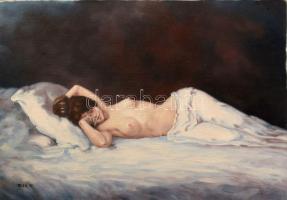 Tóth Teréz (- ): Akt (fekvő női akt), olaj, vászon, kartonon, jelzett, 30×42 cm