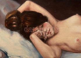 Tóth Teréz (- ): Akt (fekvő női akt), olaj, vászon, kartonon, jelzett, 30×42 cm