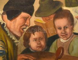 Szepesi Andor (1954-): Tanteremben. Olaj, farost. Bal alsó sarkában kissé sérült. Jelezve balra lent...