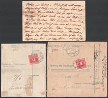 1916-1918 3 db küldemény, közte 2 csomagszállító Boszniából + díjjegyes levelezőlap hadifogolynak Ol...