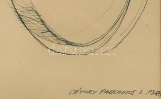 Paulovics László (1937-2024): Angyal a város felett (cím nélkül), 1985. Tus, toll, papír, jelzett. 3...