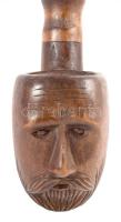 Pipa faragott férfi fej díszítménnyel, h: 41 cm