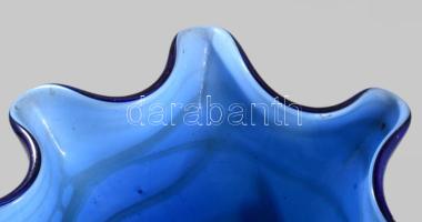Murano királykék alapon multicolor színezésű váza. kétrétegű iparművész üveg, jelzés nélkül, hibátla...