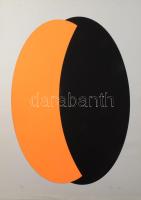 Fajó János (1937-2018): Ellipszis neon-narancs, 2005. Szitanyomat, papír, jelzett, művészpéldány A/E. jelzéssel. Lap alján vágásnyommal és törésnyommal. Lapméret: 70x50 cm