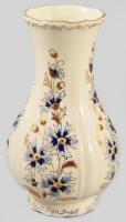 Zsolnay porcelán búzavirág mintás váza, kézzel festett, jelzett, hibátlan, m: 18 cm