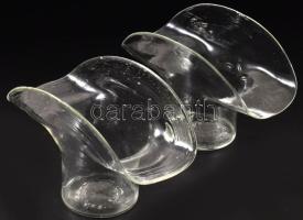 2 darab fújt üveg kínáló, pattogzással,21x13 cm