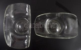 2 darab fújt üveg kínáló, pattogzással,21x13 cm