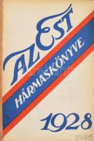 1928 Az Est Hármaskönyve, Az Est Pesti Napló Magyarország előfizetőinek, félvászon kötés, belül a ge...
