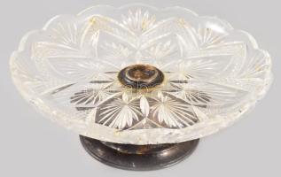 Talpas kínáló ezüst (Ag) szerelékkel, jelzett, d: 21,5 cm, m: 8 cm