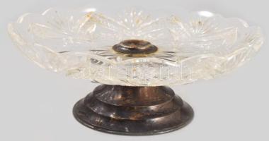 Talpas kínáló ezüst (Ag) szerelékkel, jelzett, d: 21,5 cm, m: 8 cm