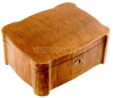 Art deco ékszeres doboz, kulcs nélkül, kopással, 17x21 cm