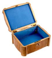 Art deco ékszeres doboz, kulcs nélkül, kopással, 17x21 cm