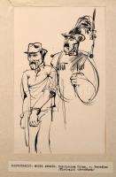 Rau Tibor (1934-2009): 3 db illusztráció Mezei András Curriculum vitae c. verséhez. Tus, papír, jelz...