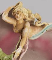 Aktfigurával díszített kínáló, kopással,m restaurált, 24x18 cm