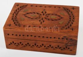 Indiai rézintarziás díszdoboz, 10x15 cm