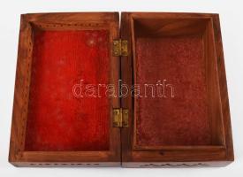 Indiai rézintarziás díszdoboz, 10x15 cm