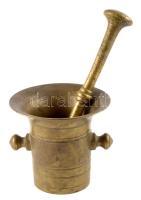 Bronz mozsár törővel, m: 10 cm, törő h: 21 cm