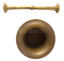Bronz mozsár törővel, m: 10 cm, törő h: 21 cm