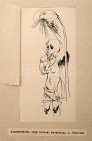 Rau Tibor (1934-2009): 5 db illusztráció Zelk Zoltán Teveháton c. verséhez. Tus, papír, jelzés nélkü...