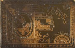 cca 1899 Kézzel írt emlékkönyv aranyozott, dombornyomott kötéstáblákkal