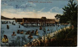 1920 Fonyód, Bélatelepi fürdőház, strand, montázs
