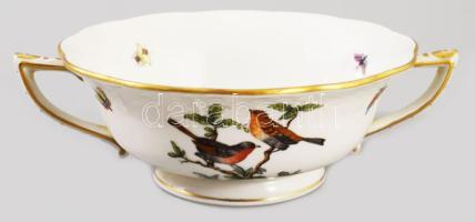 Herendi Rothschild mintás leveses csésze alátéttel. Jelzett, minimális kopással, d: 18 cm