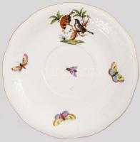 Herendi Rothschild mintás leveses csésze alátéttel. Jelzett, minimális kopással, d: 18 cm