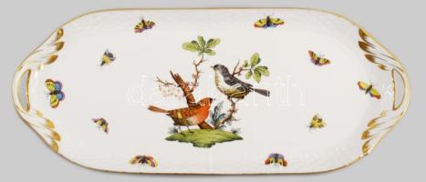 Herendi Rothschild mintás szendvicses tálca. Jelzett, minimális karcokkal, 36x15,5 cm