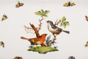 Herendi Rothschild mintás szendvicses tálca. Jelzett, minimális karcokkal, 36x15,5 cm