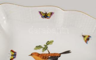 Herendi Rothschild mintás fodros háromszög kínáló. Jelzett, minimális karcokkal, 24x25,5 cm