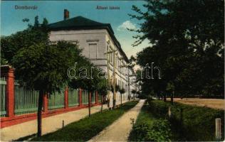 1917 Dombóvár, Állami iskola. Vasúti levelezőlapárusítás 21. sz. 1915.