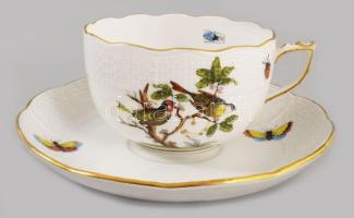 Herendi Rothschild mintás 6 darab kávés csésze alátéttel. Jelzett, minimális karcokkal, d: 14 cm