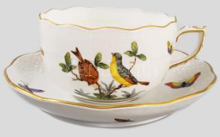 Herendi Rothschild mintás 6 darab kávés csésze alátéttel. Jelzett, minimális karcokkal, d: 14 cm