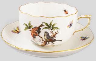 Herendi Rothschild mintás 6 darab kávés csésze alátéttel. Jelzett, minimális karcokkal, d: 14 cm