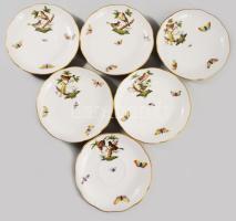 Herendi Rothschild mintás 6 darab kávés csésze alátéttel. Jelzett, minimális karcokkal, d: 14 cm