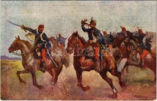 Rohamra! A M. kir. honvédelmi minisztérium hadsegélyező hivatala kiadása / WWI Austro-Hungarian K.u.K. military art postcard, charity fund s: Bélaváry (EK)