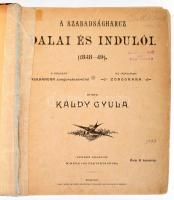 A szabadságharcz dalai és indulói (1848-49). A dalokat énekhangra zongorakisérettel, az indulókat zongorára átírta Káldy Gyula. Budapest, [1897.] Pesti Könyvnyomda. 11 + [1] + 85 + VIII + 60 p. (kották) Korabeli, gerincén ragasztott, kopott félvászon kötésben,