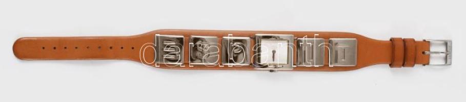 Esprit bőr és kristály karkötő ás óra szett, nem használt, leírással, eredeti dobozában