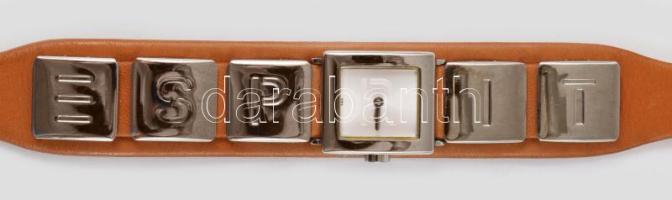 Esprit bőr és kristály karkötő ás óra szett, nem használt, leírással, eredeti dobozában