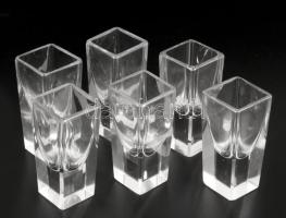 6 db mondern pálinkás pohár szögletes, buborékos design