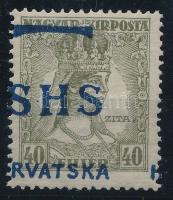 SHS 1918 Zita 40f eltérő Arató típusú, elcsúszott felülnyomással Signed: Bodor Certificate: Zrinjscak
