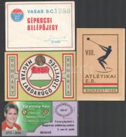 1986, 2004 Focival kapcsolatos belépőjegyek és matricák (Magyarország-Wales, Vasas SC, VIII. Atlétikai EB, Magyar Labdarúgó Szövetség)