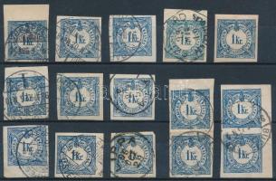 15 db hírlapilleték bélyeg, köztük 2 db pár és szép bélyegzések is