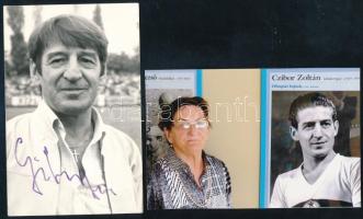 Czibor Zoltán (1929-1997) az Aranycsapat labdarúgójának aláírása az őt ábrázoló képen és testvérének Czibor Zsuzsának fotója