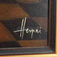 Herpai Zoltán (1951-2011): Mediterrán tér. Olaj, farost, jelezve jobbra lent, hátoldalán Budapesti K...