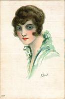1922 Italian lady art postcard. Vistato Uff. Revis. Stampa Milano N. 3618. (fl)