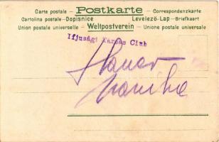 Lady art postcard. Art Nouveau frame, litho (EK)